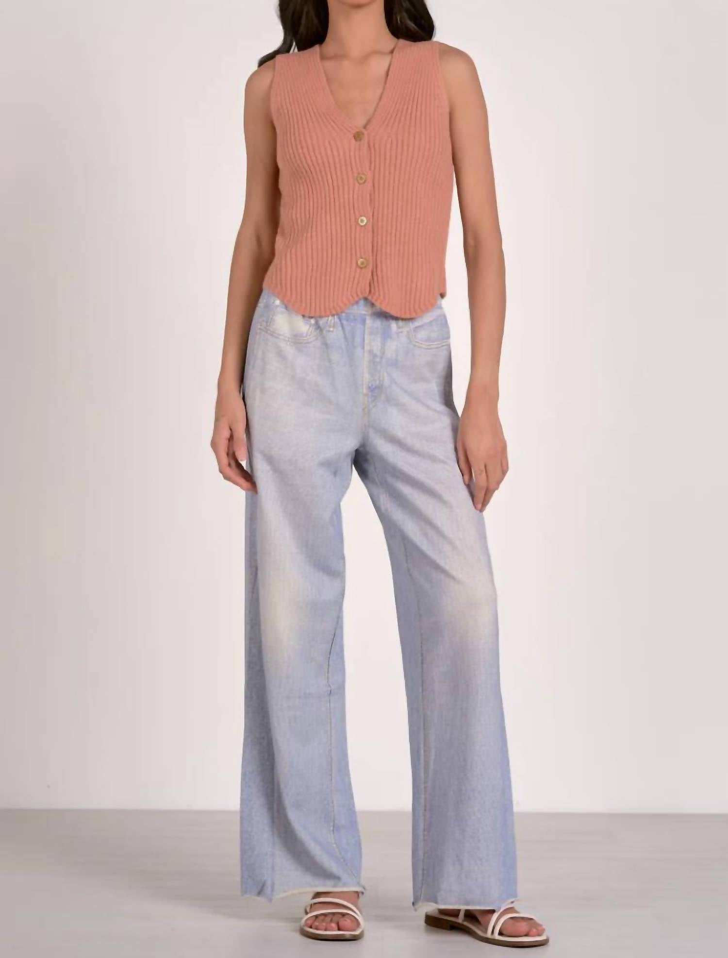 ELAN Sleeveless Sweater Vest in peach - women's tank top