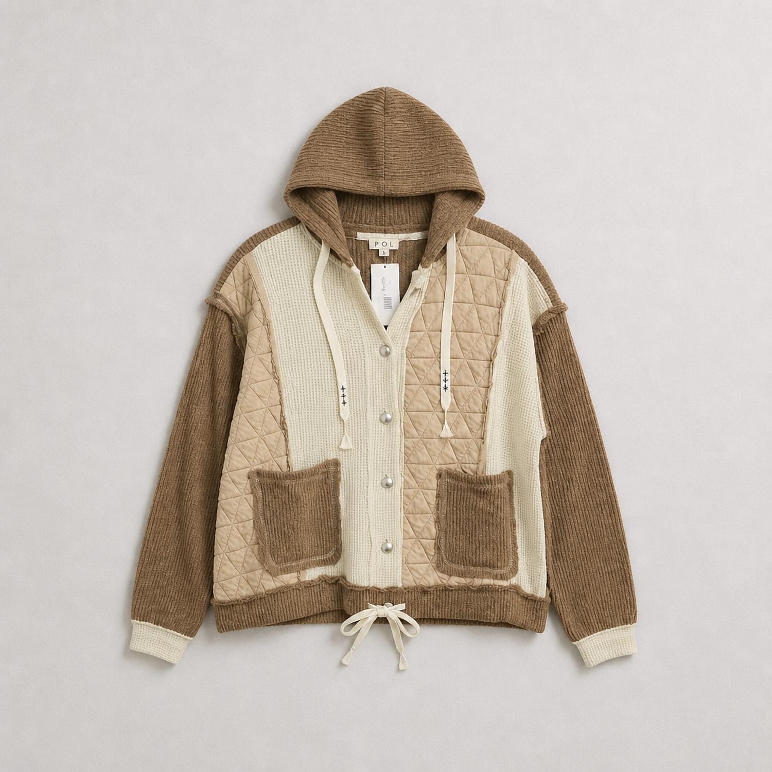 Pol - Women's Cut sew fabric quilted thermal hoodie