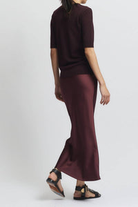 Saint Art Talia Charmeuse Maxi Skirt in grape 1 - women's skirt - alternate view