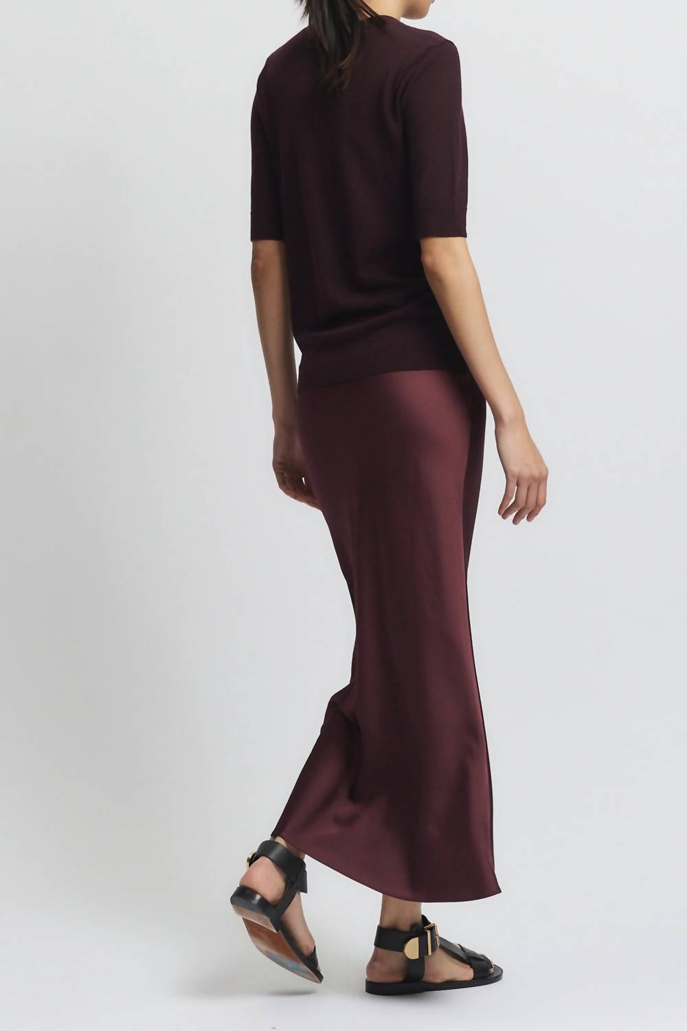 Saint Art Talia Charmeuse Maxi Skirt in grape 1 - women's skirt - alternate view