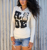 Original Cowgirl Clothing Ride Thermal Hoodie in white - women's top