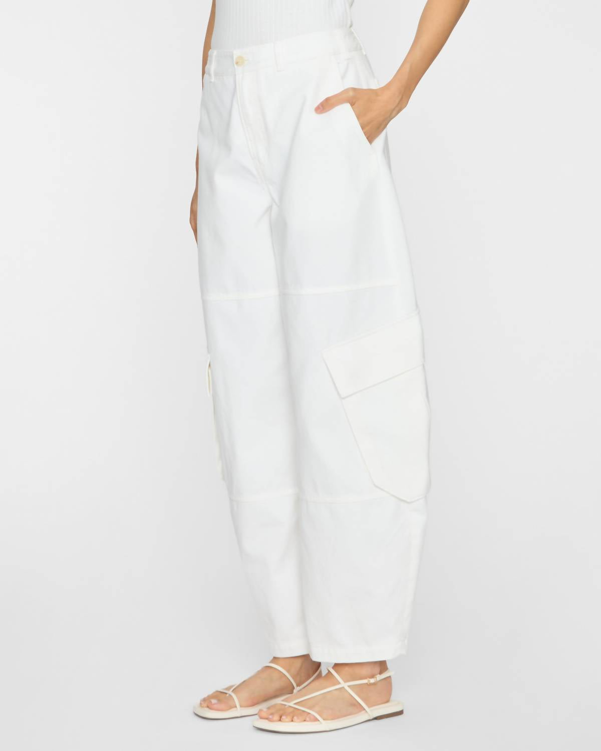 FRAME Bubble Cargo Pants in white 1 - women's pants - alternate view