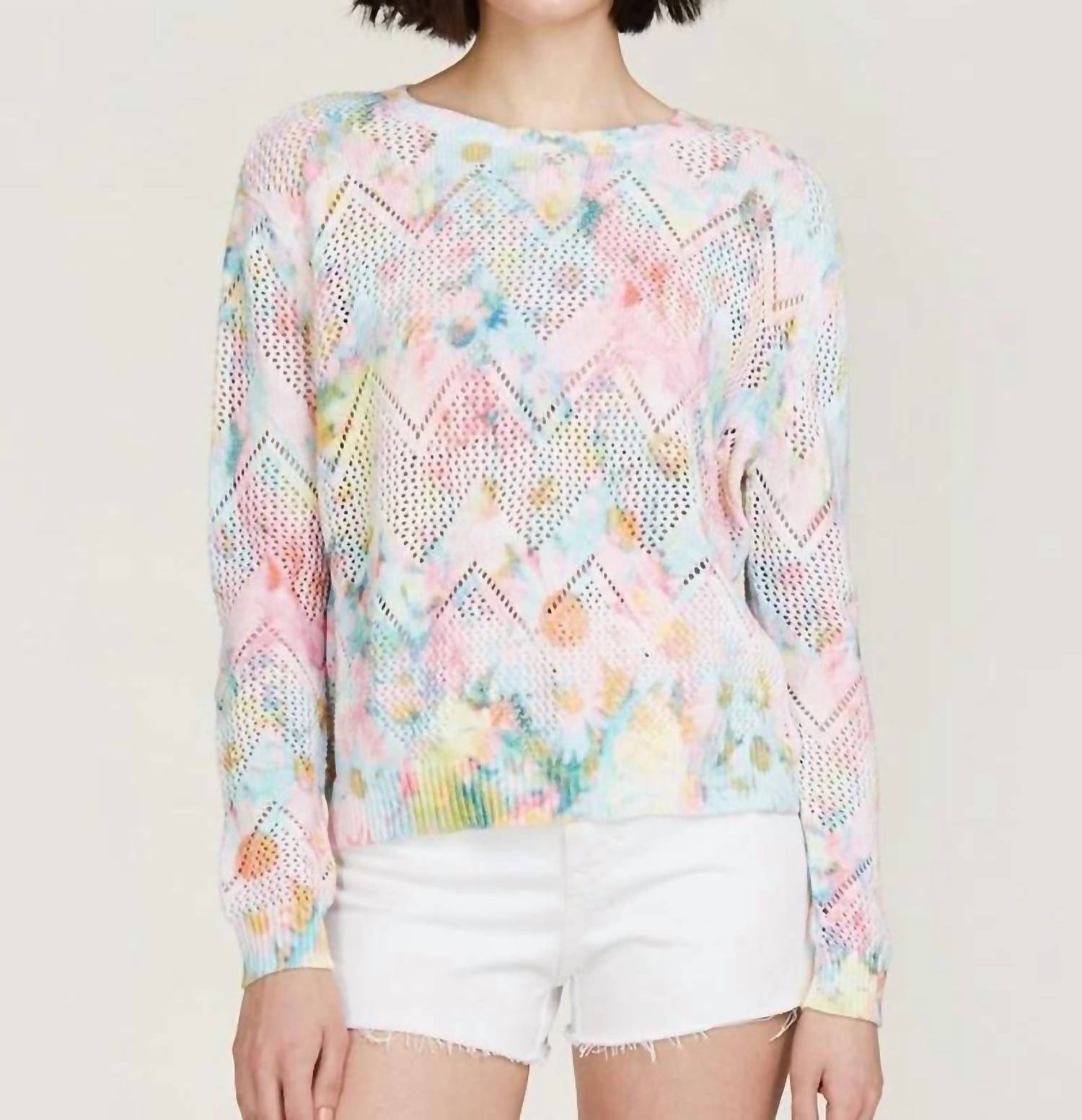 Autumn Cashmere - Pointelle Daisy Print Crew Sweater
