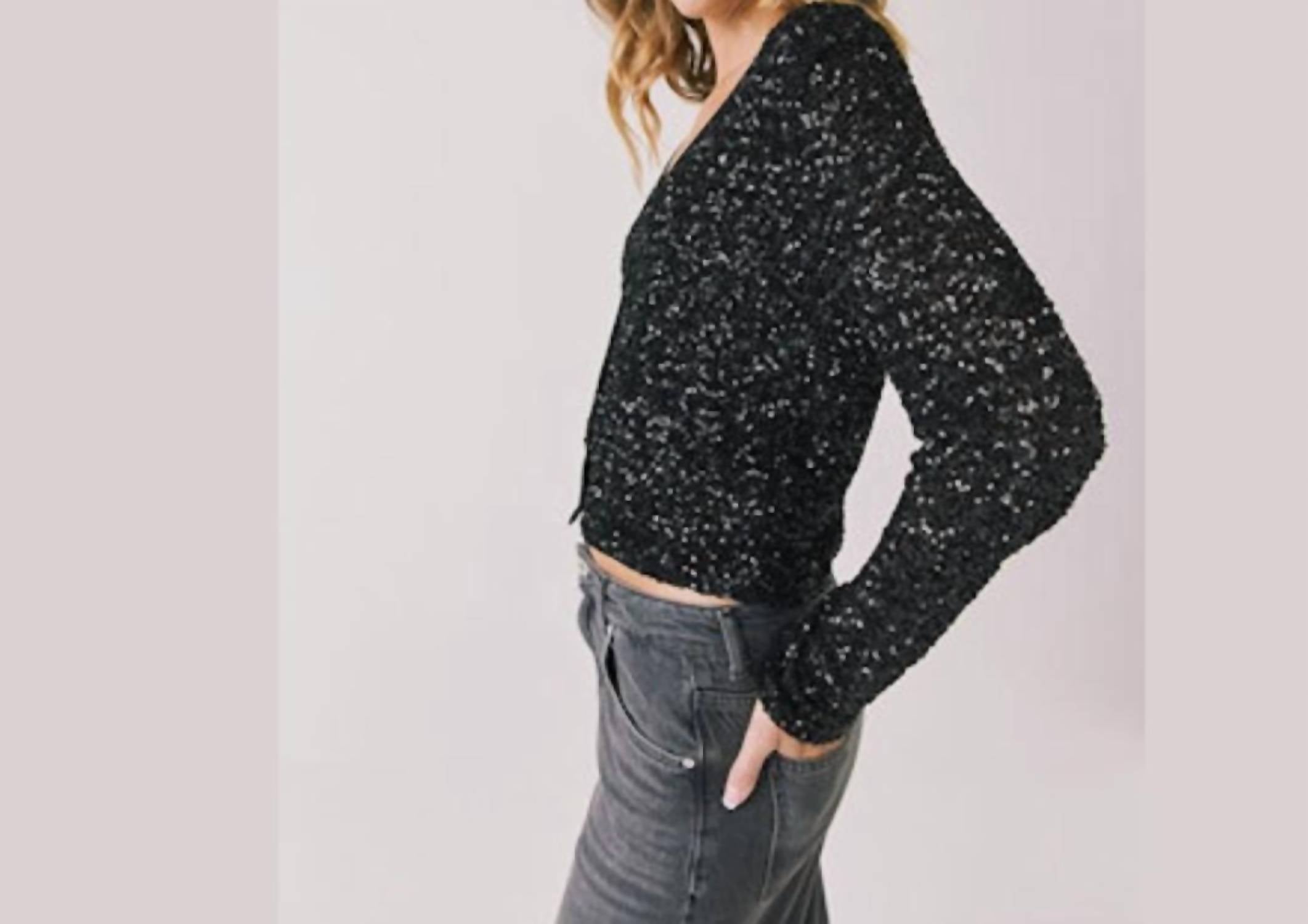 Chaser Women's Sparrow Long Sleeve Top in black - women's long sleeve top - alternate view