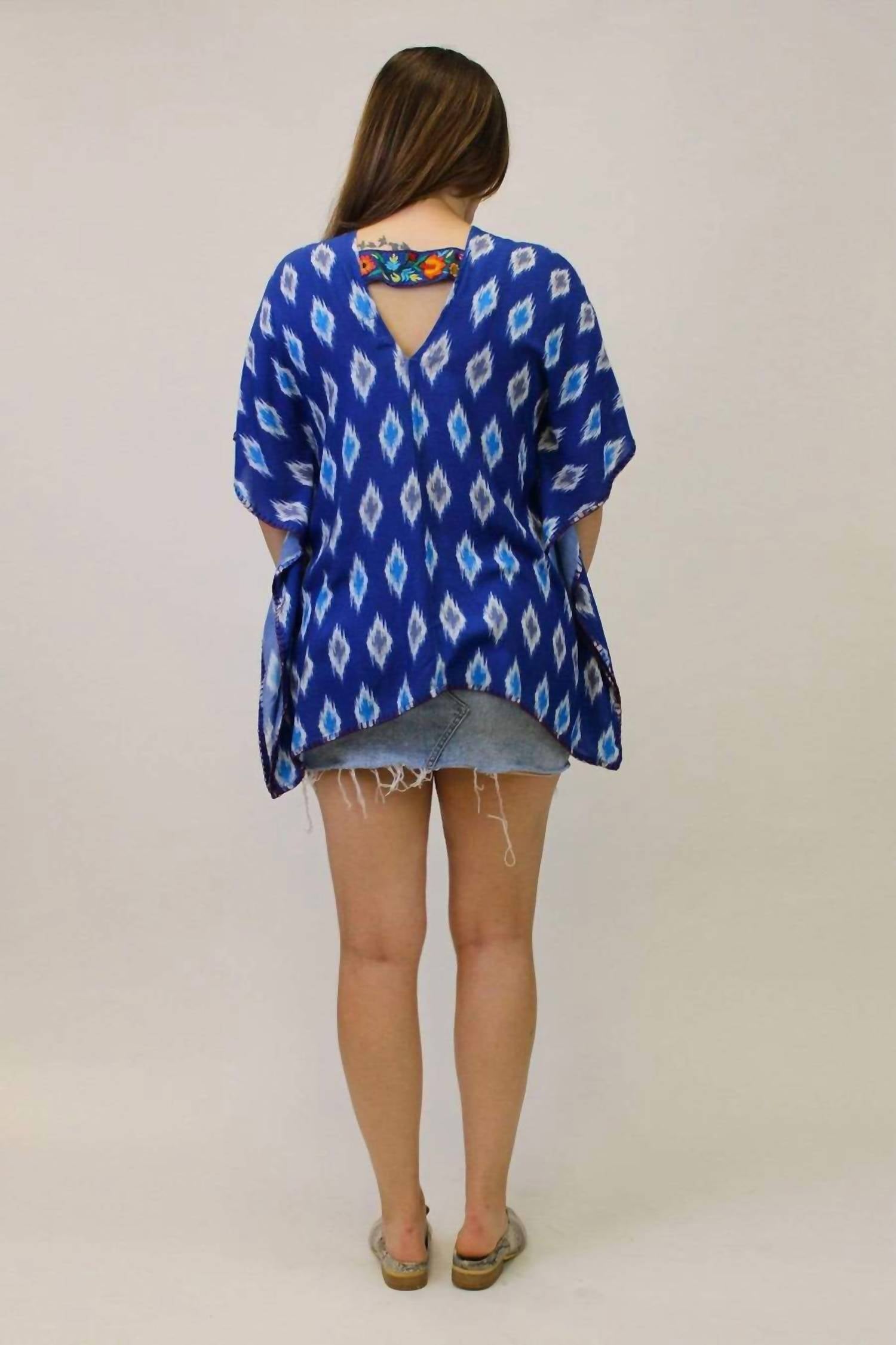 Embroidered Poncho Top