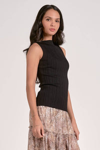 ELAN Sleeveless Boatneck Top in black - women's tank top - alternate view