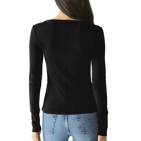 Michael Stars Logan Long Sleeve V-Neck Tee in black - women's long sleeve top - detail view