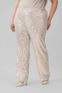 Skies Are Blue - Sequin Semi Flared Pants - Plus