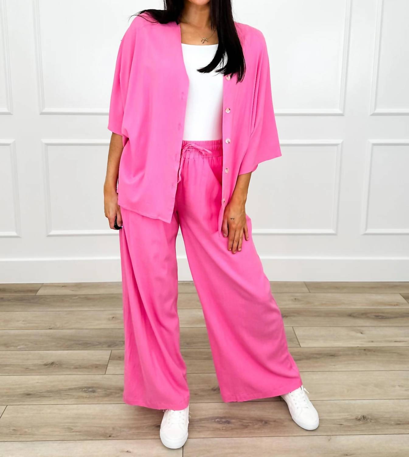 Dear Scarlett - Daze High-rise Rayon Blend Wide Leg Pant Set