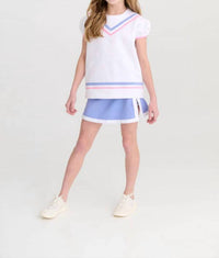The Beaufort Bonnet Company Short Puff Sleeve Cassidy Comfy Crewneck Shirt in worth avenue white - kids' long sleeve top