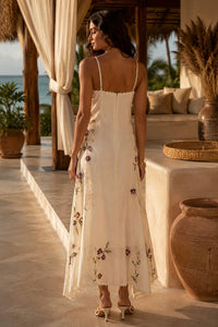 Surelymine - Wildflower Embroidered Boho Maxi Dress
