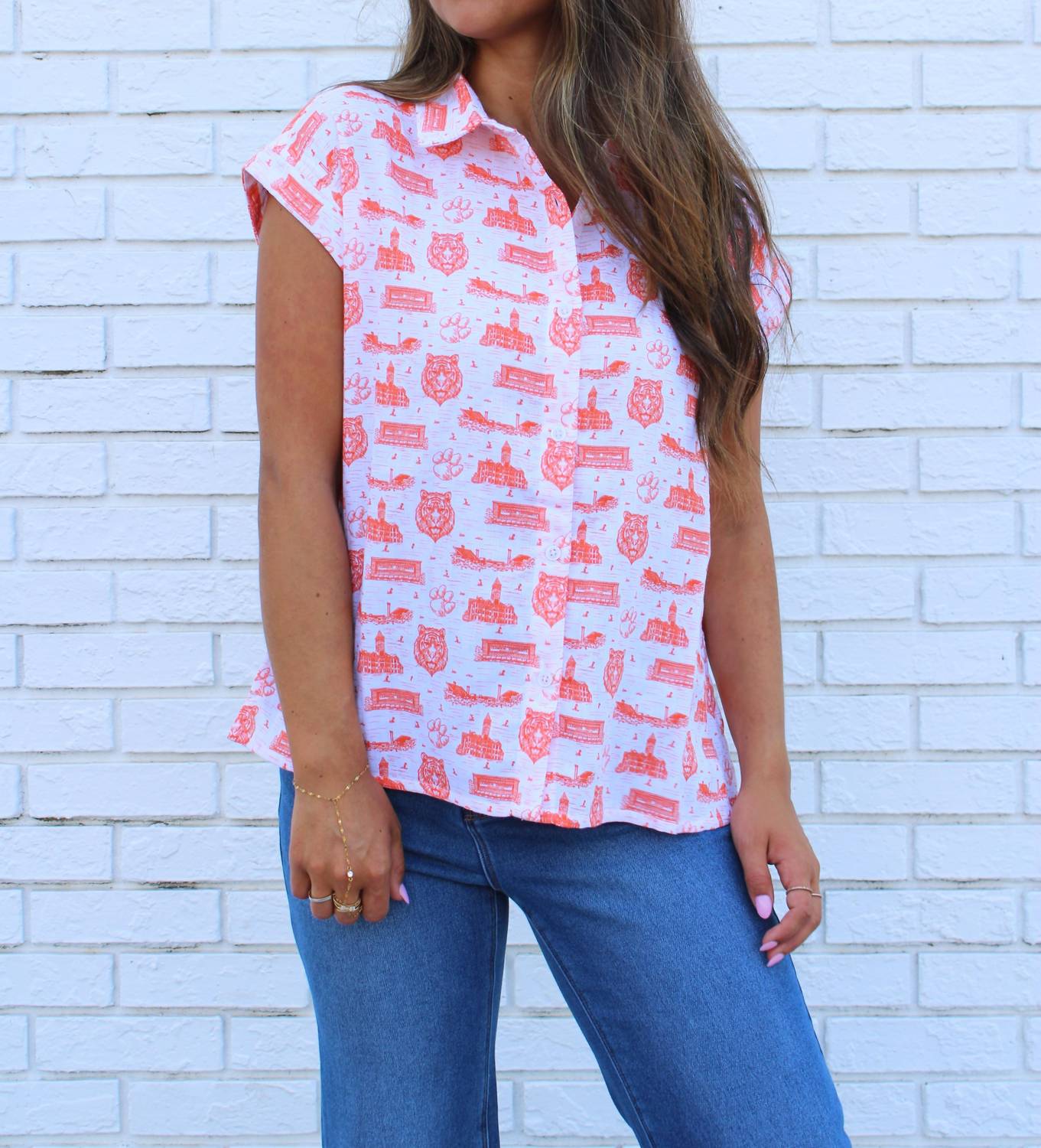 Stewart Simmons - Team Toile Short Sleeve Button Up Top