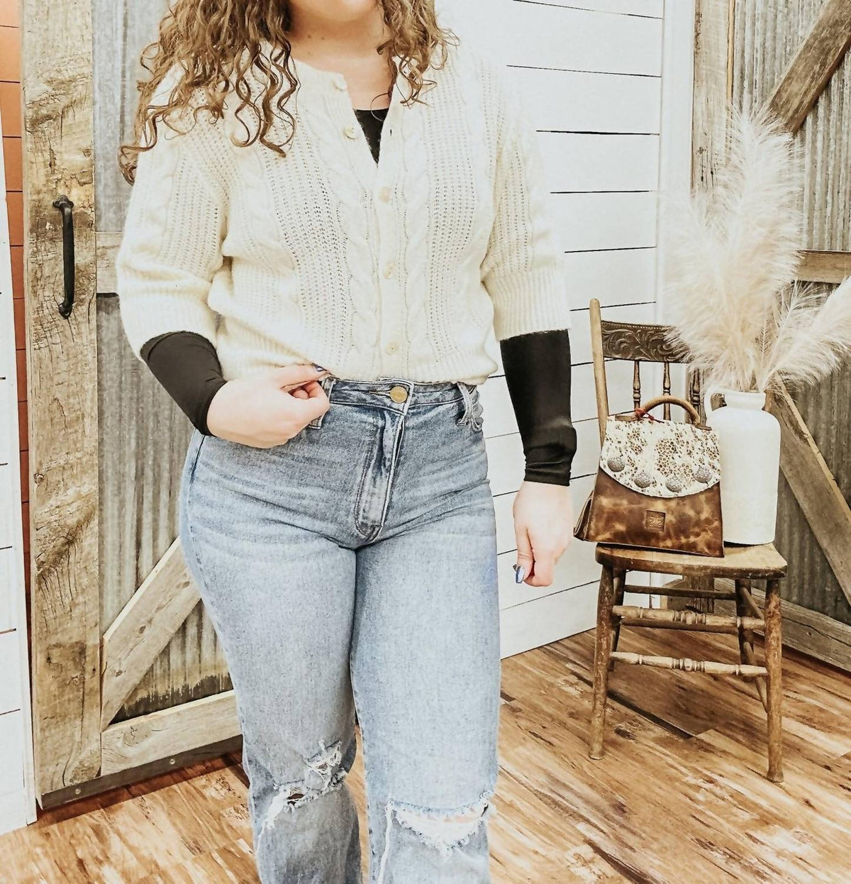 Sanctuary - Quarter Sleeve Cable Knit Cardigan