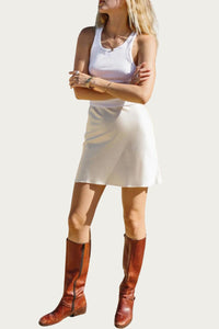 MADISON SILK-SATIN MINI SLIP SKIRT