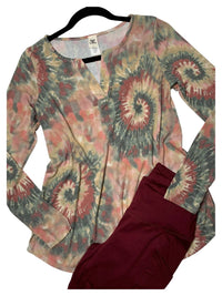Sew In Love - Swirl Notch Long Sleeve Top