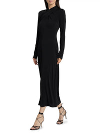 Derek Lam 10 Crosby Krini Midi Dress in black 1 - women's dress - detail view
