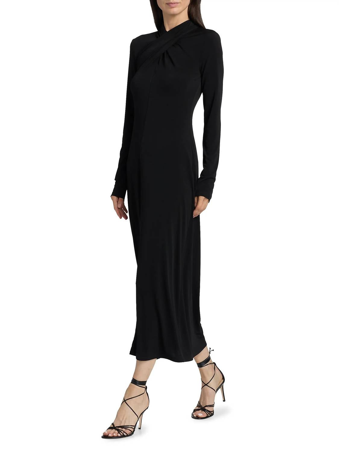 Derek Lam 10 Crosby Krini Midi Dress in black 1 - women's dress - detail view