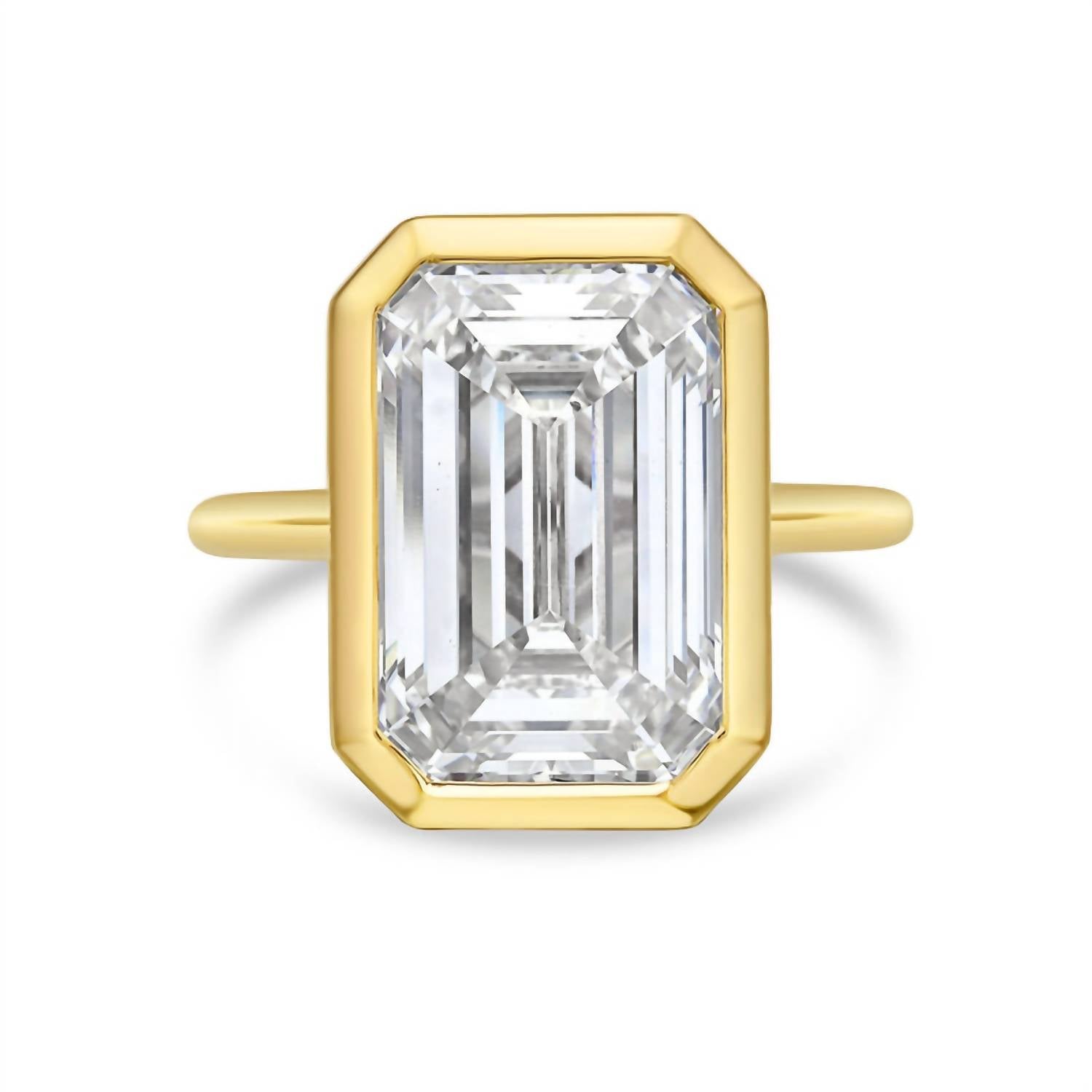 Diana M Jewels - 8.00 Ct Emerald-shape Bezel Solitaire Lab-grown Diamond Ring