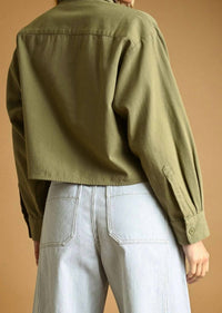 Miou Muse - Cropped Button Down Shirt Jacket