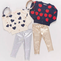 PINK CHICKEN Kid's Lame Leggings in silver - kids' leggings - alternate view