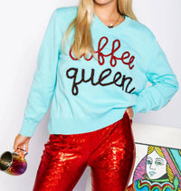 QUEEN OF SPARKLES Coffee Queen Sweater in blue - women's sweater