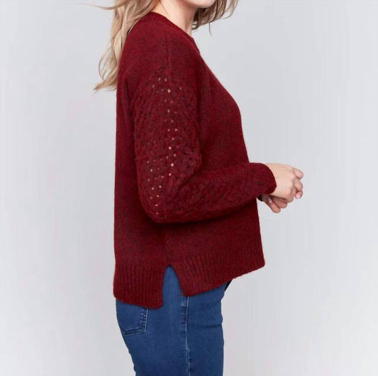 Charlie B - Fishnet Sleeve Crew Neck Sweater