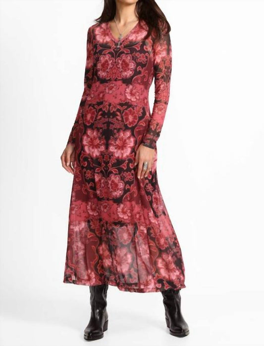 Johnny Was - MESH V‑NECK LONG SLEEVE MAXI DRESS