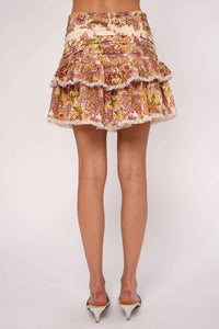 LOVE THE LABEL Skylar Mini Skirt in kentish floral print - women's skirt - detail view