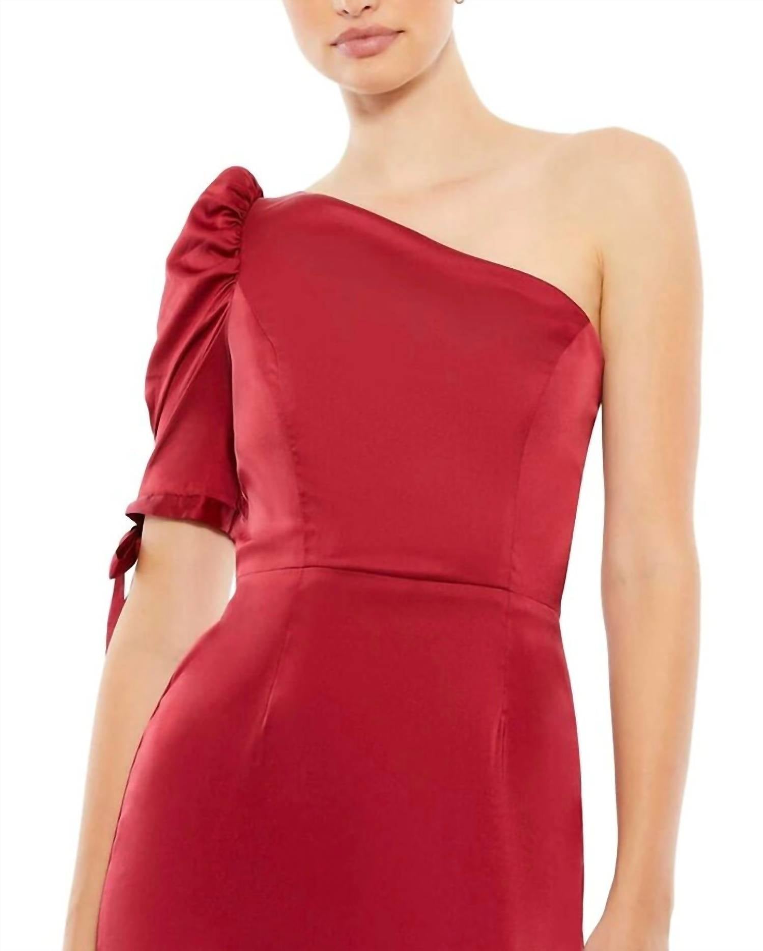 Mac Duggal - Puff Sleeve One Shoulder Dress