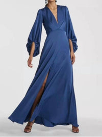 SACHIN & BABI Jenny Satin Crepe Gown in washed indigo - women's dress
