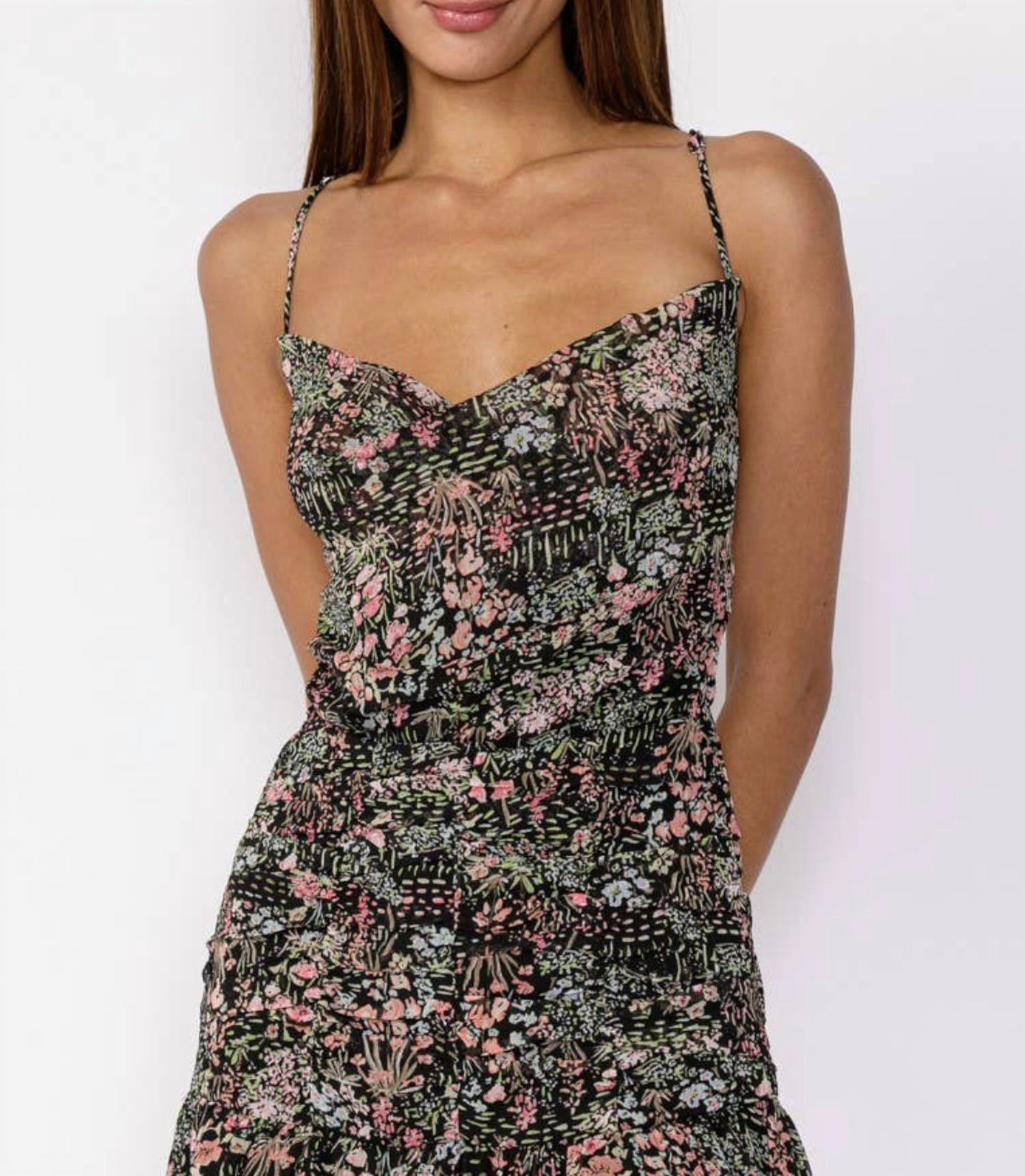 Sky To Moon - Floral Print Open Back Ruched Mini Dress