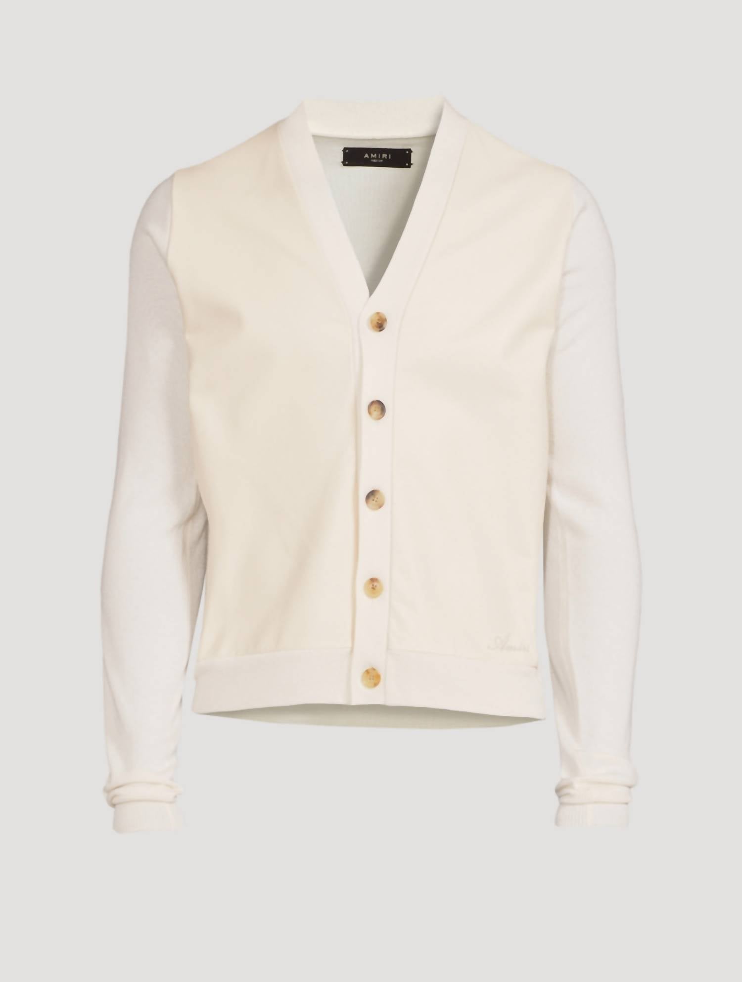 Amiri Leather Front Cardigan in alabaster - men's sweater - view 5