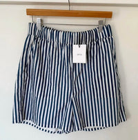onia Women's Poplin Home Short in yuk dark denim white stripe - women's shorts