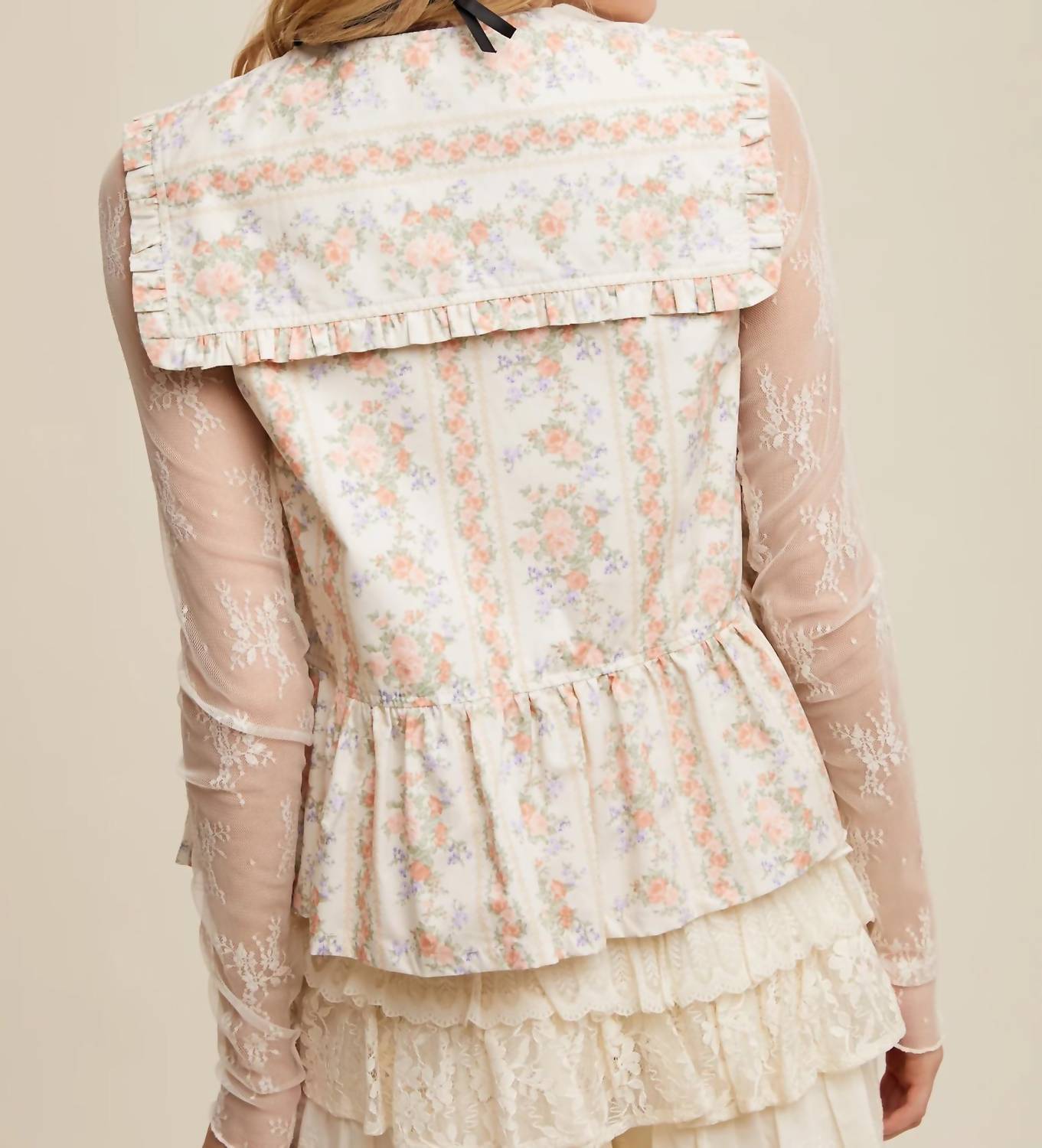 Listicle - Women's Floral Print Tie Front Peplum Top
