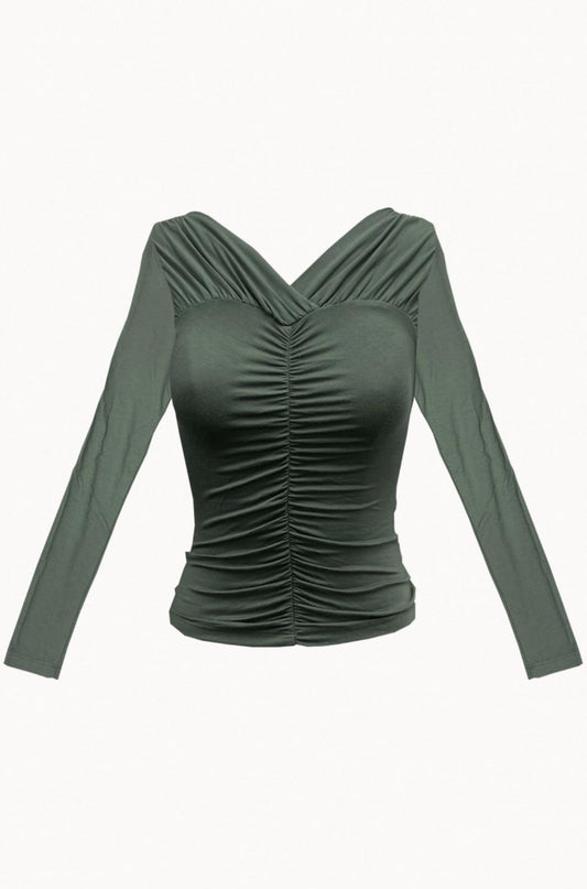 VERSE STRETCH-MODAL JERSEY RUCHED TOP