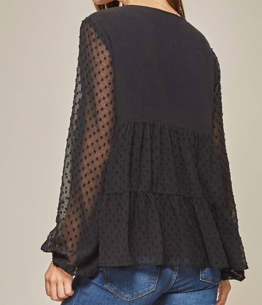 Andree By Unit - Romantic Embroidered Swiss Dot Top