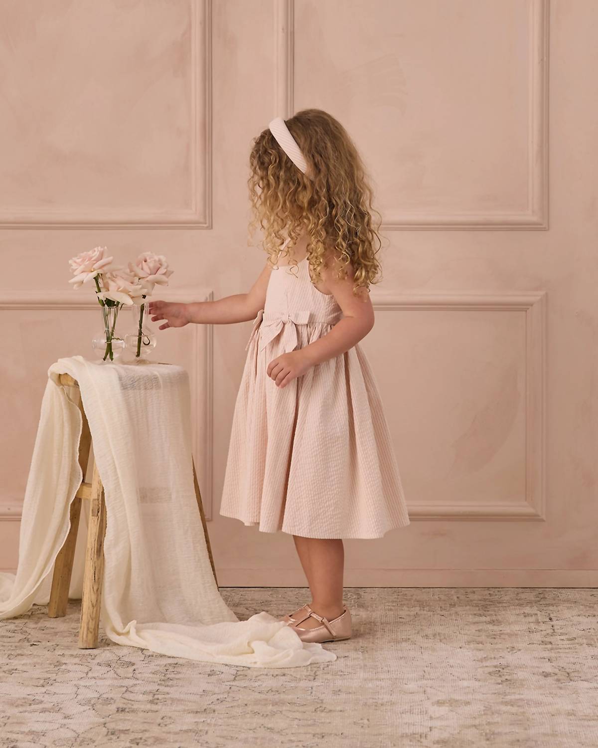 Rylee + Cru Girls Beatrice Midi Dress in petal - kids' dress - detail view