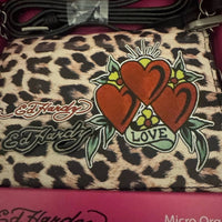 Ed Hardy - Women's Leopard Print Crossbody Bag With Heart Accents