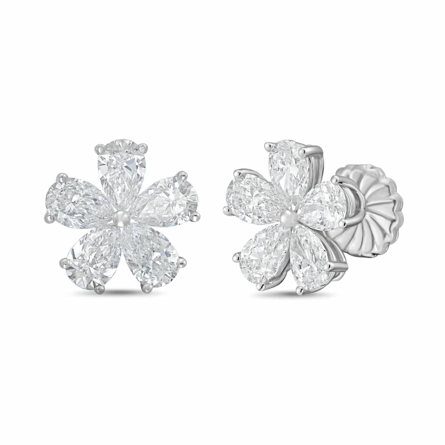 Diana M Jewels - Women's Pear Lab-Grown Diamond Stud Earrings (6.00 Ct TCW) - Elegant