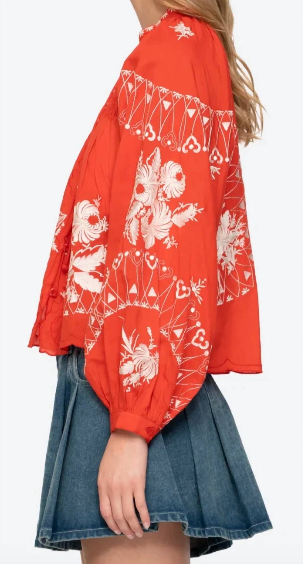 Sea - Serafina Embroidery Long Sleeve Blouse