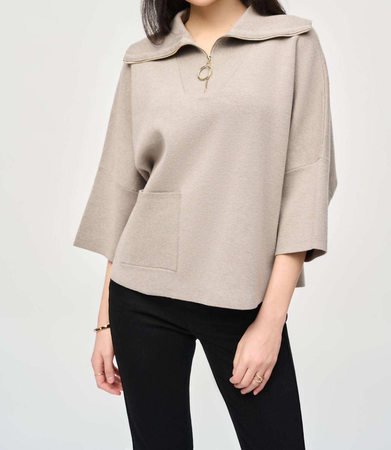 Joseph Ribkoff - Zip Front Dolman Sleeve Boxy Sweater