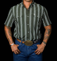 Ferrell Tucker Short Sleeve Snap Top in green - men's t-shirt