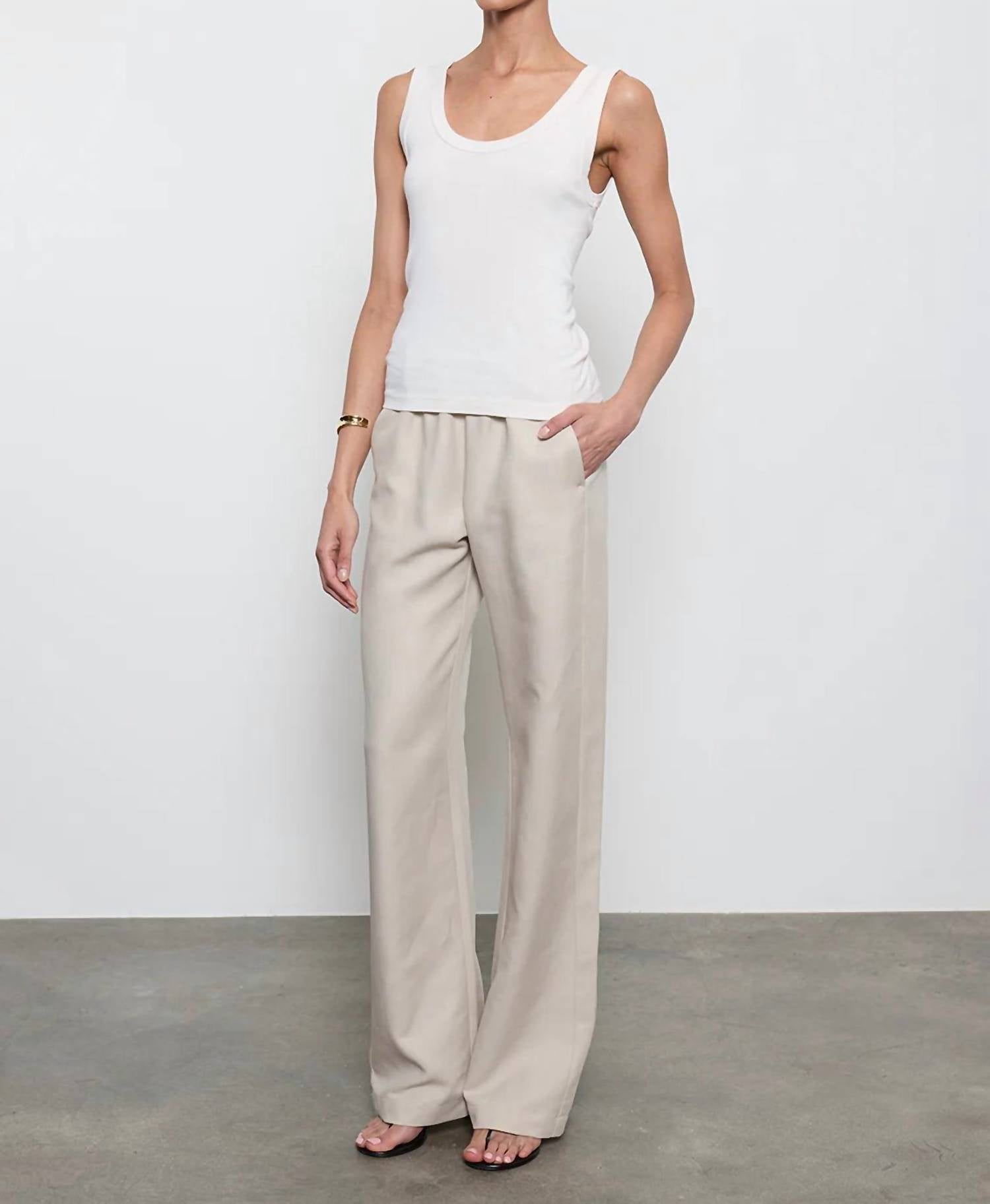 Enza Costa Supima Baby Rib Tank in white - women's tank top - alternate view