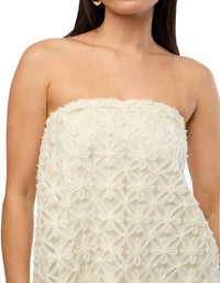 We Wore What - Strapless Floral Lace Mini Dress
