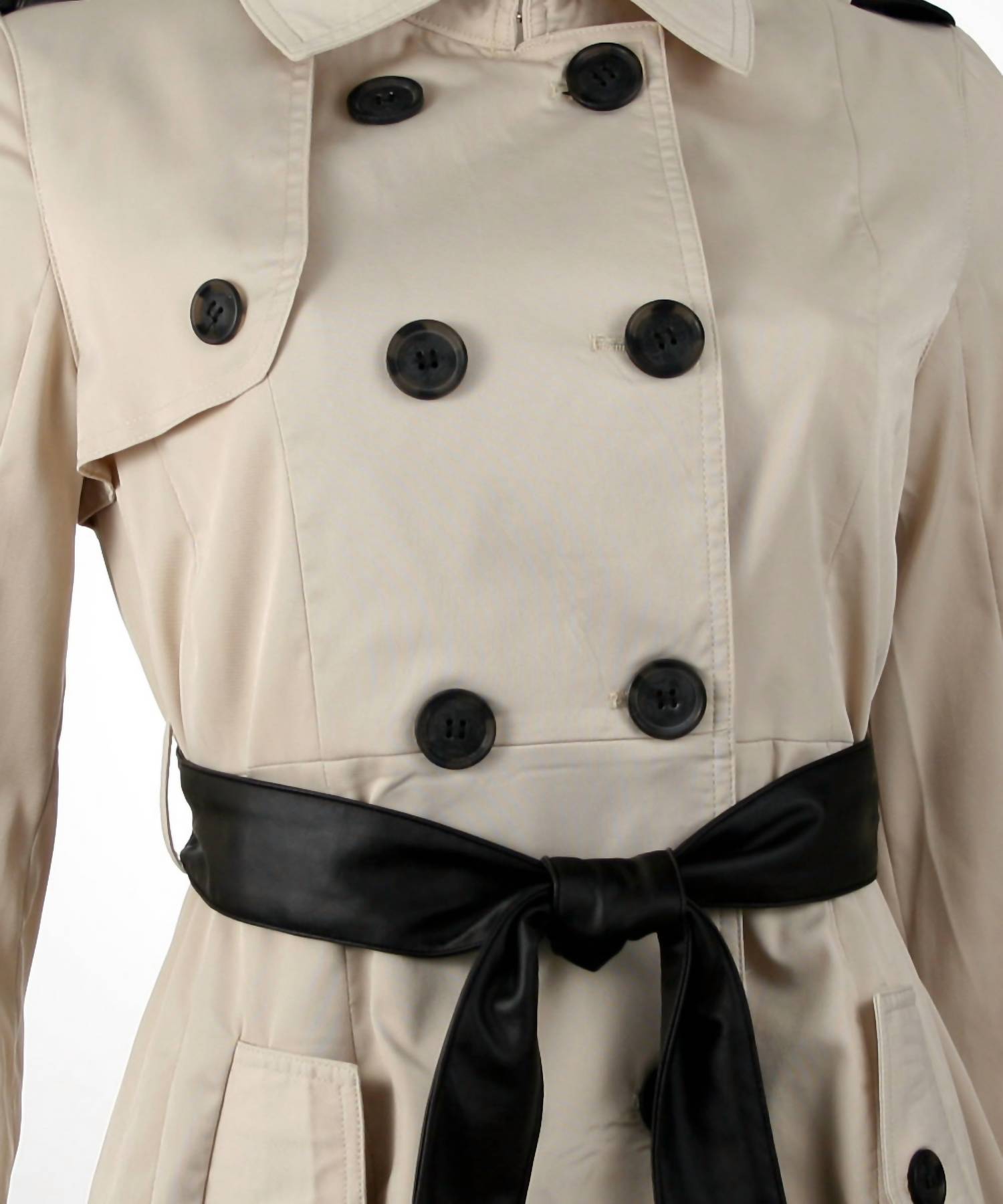 Ina Fashion - Double Breasted Belted Trench Coat