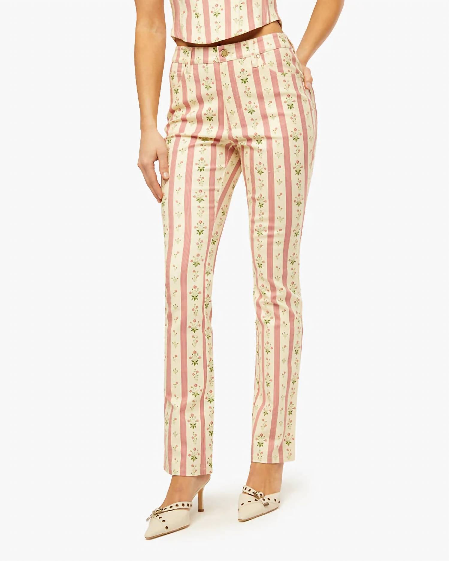 We Wore What - Floral Mid Rise Ankle Jeans