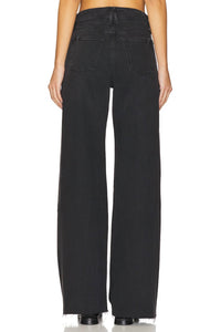 Good American - Good Standard Ease Wide Leg Raw Cut Hem Jean