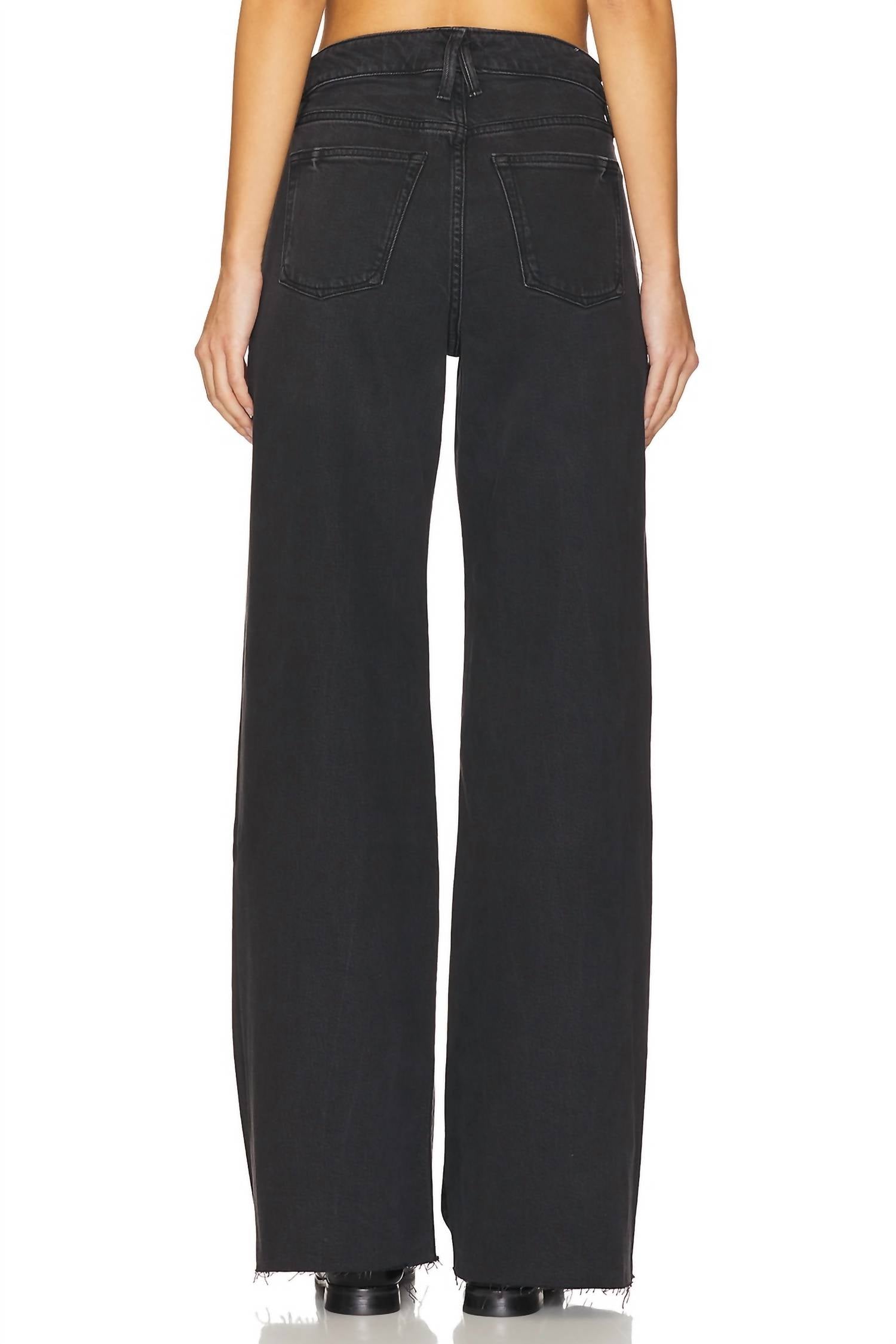 Good American - Good Standard Ease Wide Leg Raw Cut Hem Jean