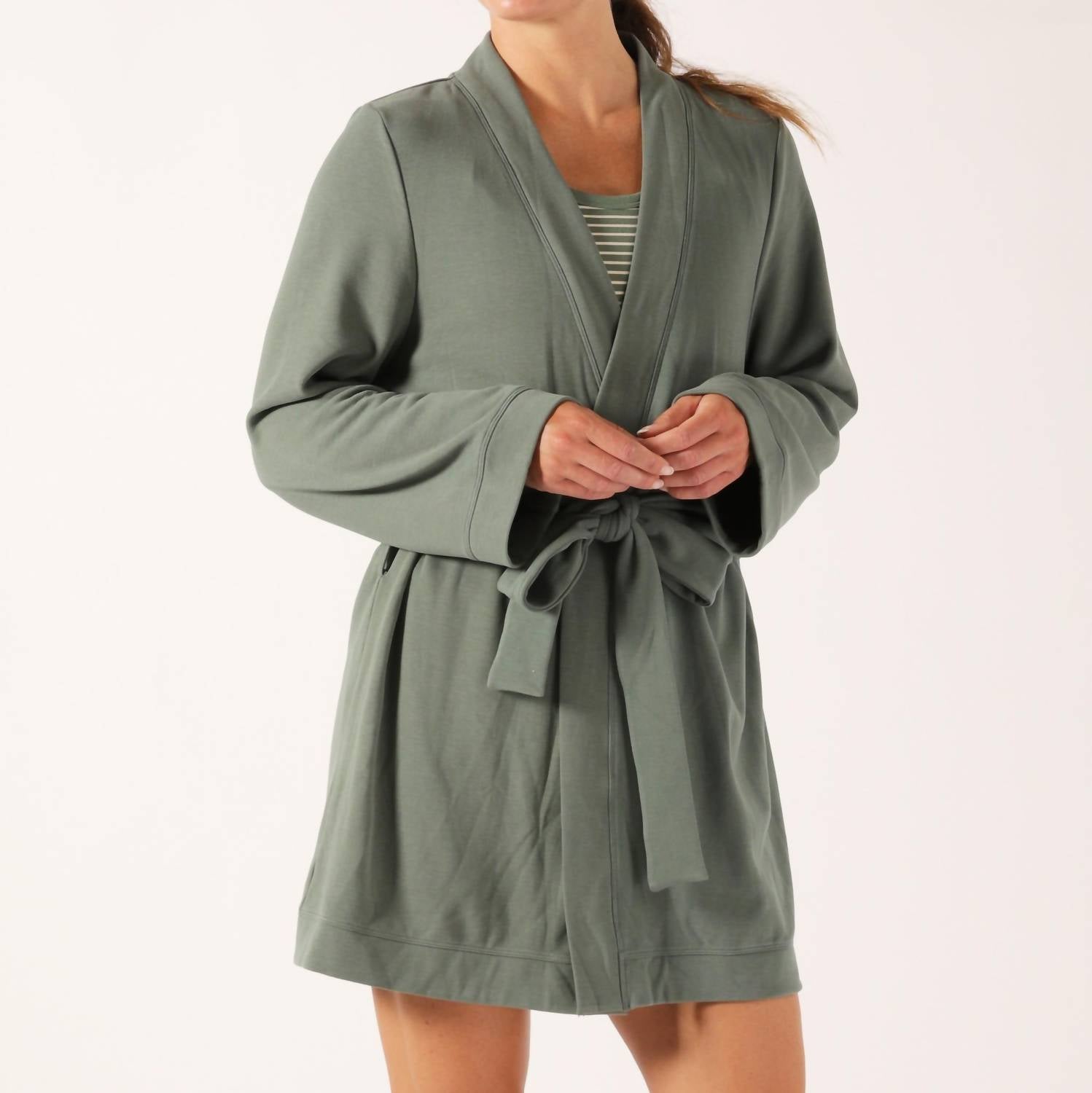 glyder Cloud Fleece Robe in basil - women's intimate