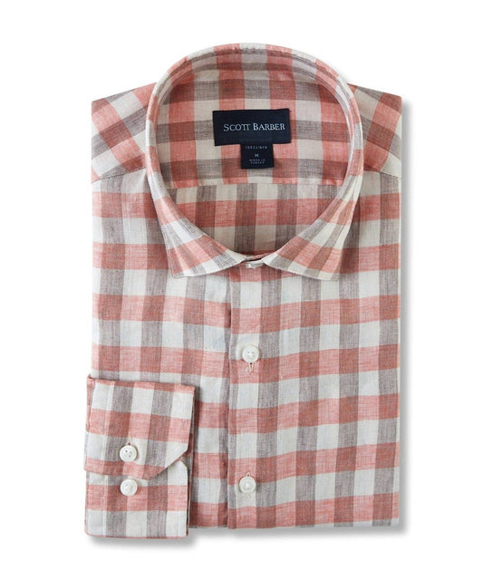 Scott Barber - Linen Exploded Gingham Shirt